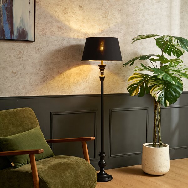 Stojacia lampa s tienidlom 45 cm čierna so zlatým interiérom - Classico