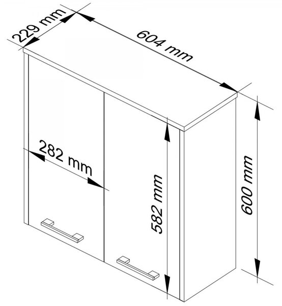 Ak furniture Závesná kúpeľňová skrinka Fin 60 cm bielo-grafitová