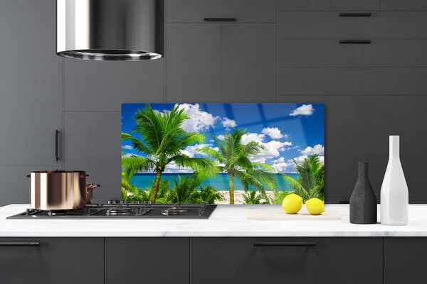 Sklenený obklad Do kuchyne More palma stromy príroda 120x60 cm