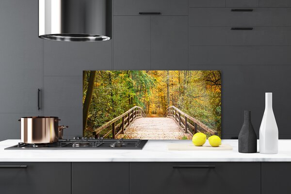 Sklenený obklad Do kuchyne Les most architektúra 120x60 cm