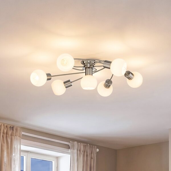 Stropné Lampa Lindby, Ciala, stmievateľné, Metalická, Obývacia izba, Sklo, Moderný