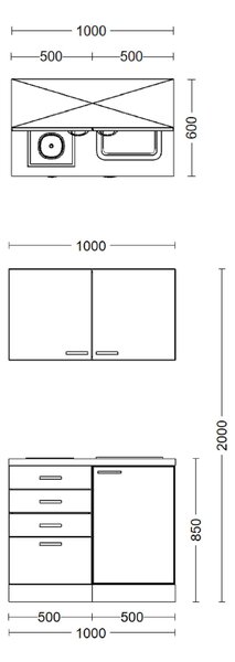 MINIKUCHYŇA CARA 100 100 cm FlexWell - Online Only kuchyne, Online Only