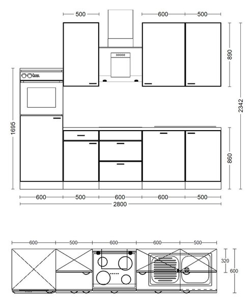 KUCHYNSKÁ LINKA VALERO 280 280 cm FlexWell - Online Only kuchyne, Online Only