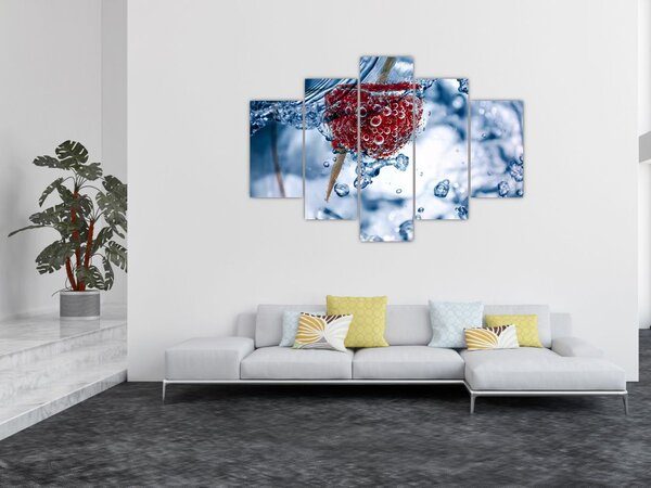 Obraz - detail maliny vo vode (150x105 cm)