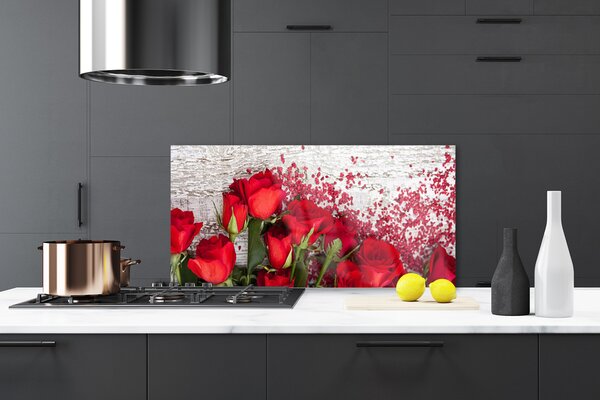 Sklenený obklad Do kuchyne Ruže kvety rastlina 120x60 cm