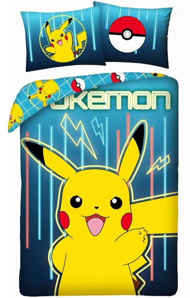 Bavlnené posteľné obliečky Pokémon Pikachu - 100% bavlna - 70 x 90 cm + 140 x 200 cm