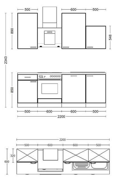 KUCHYNSKÁ LINKA CAPRI 220 220 cm FlexWell - Online Only kuchyne, Online Only