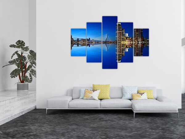 Obraz - nočný Rotterdam (150x105 cm)