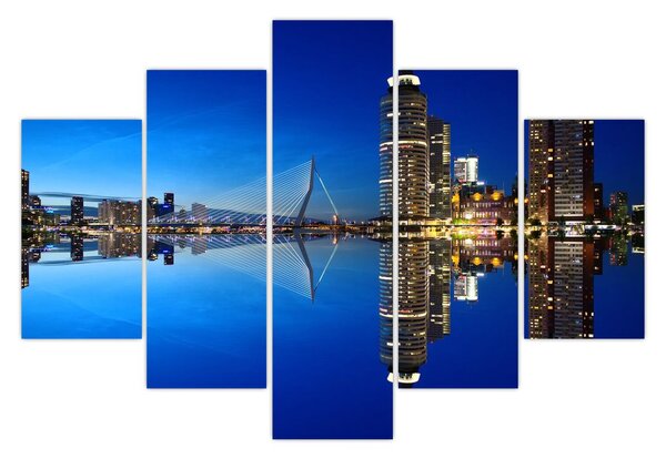 Obraz - nočný Rotterdam (150x105 cm)
