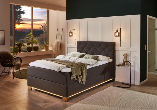 BOXSPRINGOVÁ POSTEĽ, 140/200 cm antracitová Xora - Postele, Online Only