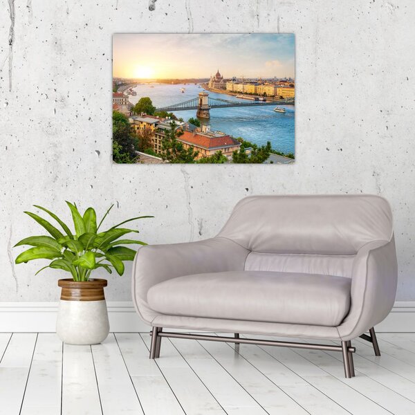 Obraz mesta Budapešť s riekou (70x50 cm)