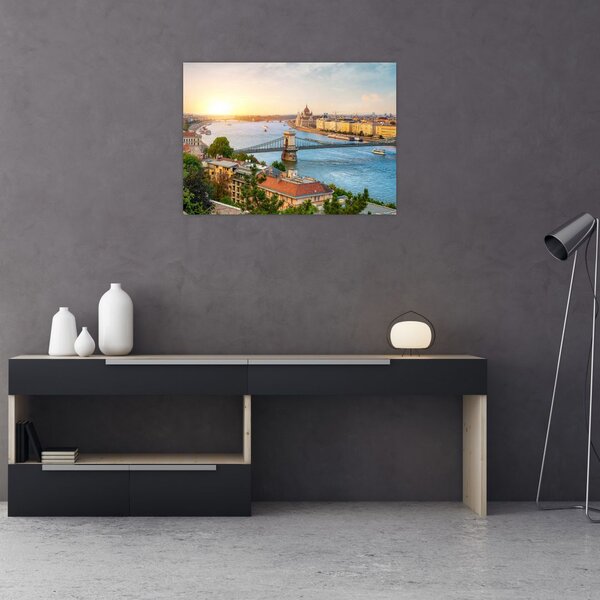 Obraz mesta Budapešť s riekou (70x50 cm)