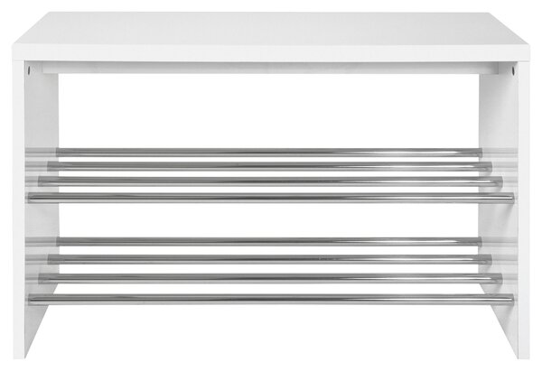 REGÁL NA TOPÁNKY, chrómová, biela s vysokým leskom, 81/55/30 cm - Online Only drobný nábytok, Online Only