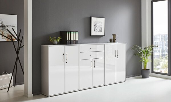 SKRINKA NA DOKUMENTY, sivá, biela s vysokým leskom, 253,2/113,6/33 cm MID.YOU - Online Only kancelárie, Online Only