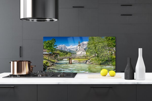 Nástenný panel  Kostol most jazero príroda 120x60 cm