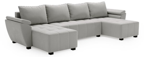 Rozkladacia sedacia súprava do U LIVARO 305x140 cm, svetlosivá