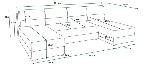 Rozkladacia sedacia súprava do U LIVARO 305x140 cm, tmavosivá