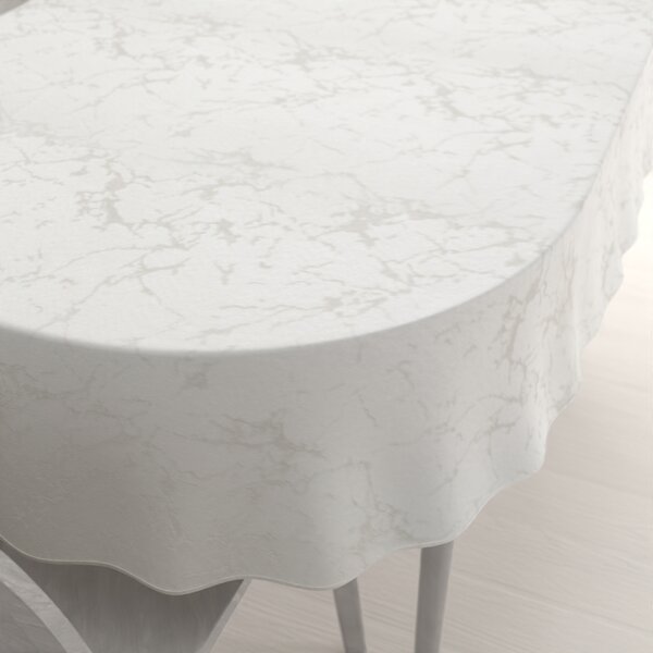 Biante Dekoračný oválny obrus Parma PM-116 Strieborný mramor na krémovom 50x100 cm