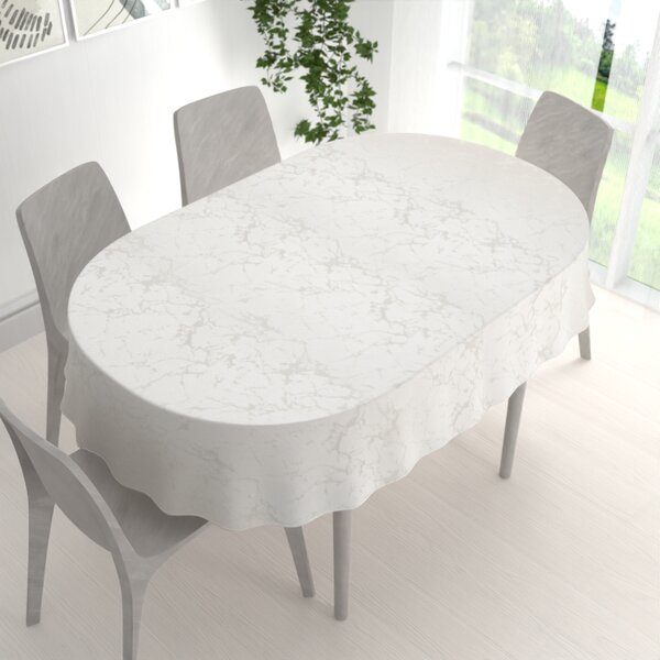 Biante Dekoračný oválny obrus Parma PM-116 Strieborný mramor na krémovom 50x100 cm