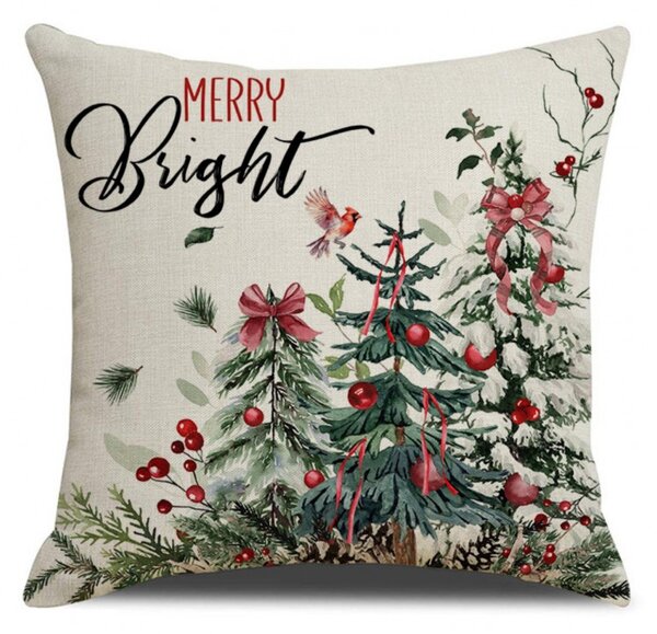 Vianočná obliečka na vankúš HOLLY CHARM 45x45 cm, béžová