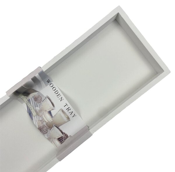 Podnos obdĺžnik drevený biely 40 x 14 cm Prodex 670700