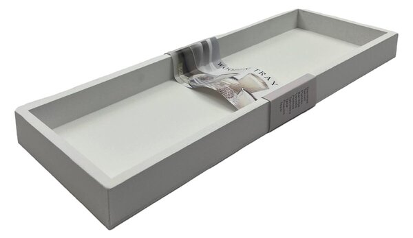 Podnos obdĺžnik drevený biely 40 x 14 cm Prodex 670700