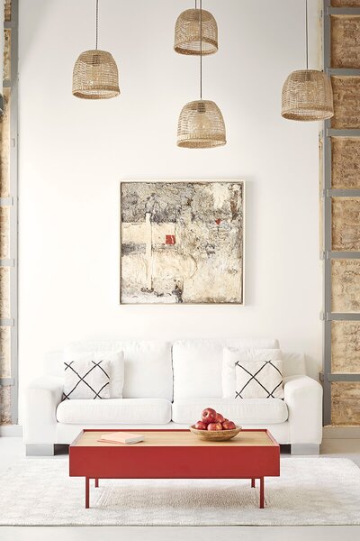 MUZZA KONFERENČNÝ STOLÍK SO ZÁSUVKAMI ARISTA ČERVENÝ 110 X 34 CM