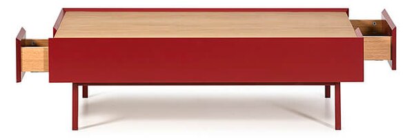 MUZZA KONFERENČNÝ STOLÍK SO ZÁSUVKAMI ARISTA ČERVENÝ 110 X 34 CM