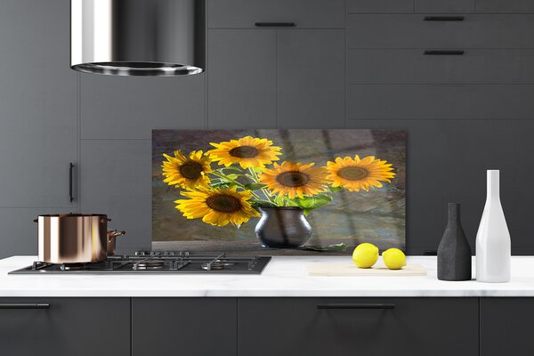 Nástenný panel  Slnečnica váza rastlina 120x60 cm
