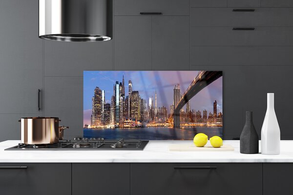 Sklenený obklad Do kuchyne Mesto most domy nebo 120x60 cm