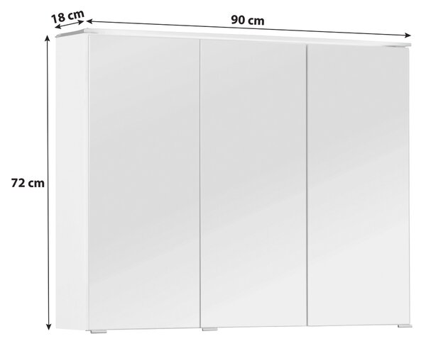 ZRKADLOVÁ SKRINKA, biela, 90/72/18 cm Stylife - Kúpeľňové skrinky
