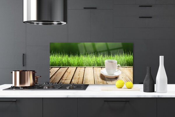 Sklenený obklad Do kuchyne Tráva hrnček príroda 120x60 cm