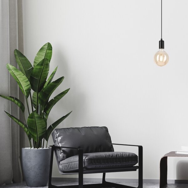 Luster na lanku ASTRID 1xE27/60W/230V matná čierna