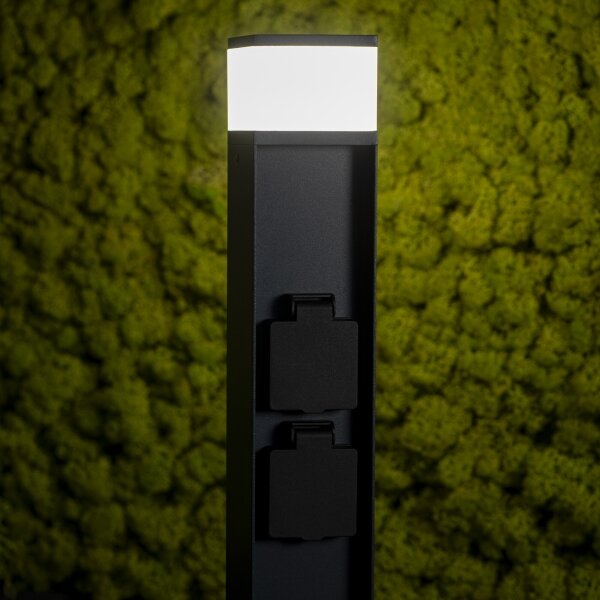 Kanlux 38763-Vonkajšia lampa s 2 zásuvkami DASTEN 1xG9/11W/230V 30 cm IP44 čierna