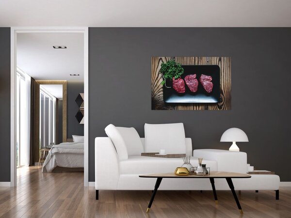 Obraz mäsa na tanieri (90x60 cm)