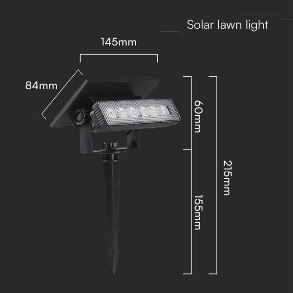 LED Solárne svietidlo LED/0,9W/3,7V 3000K IP65 1200 mAh čierna