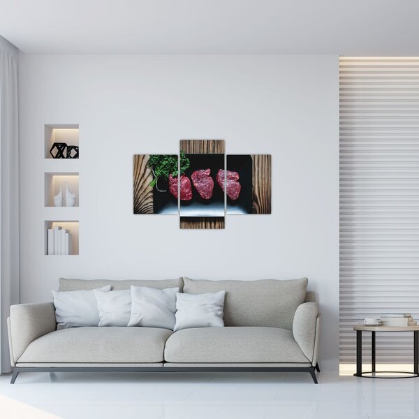 Obraz mäsa na tanieri (90x60 cm)