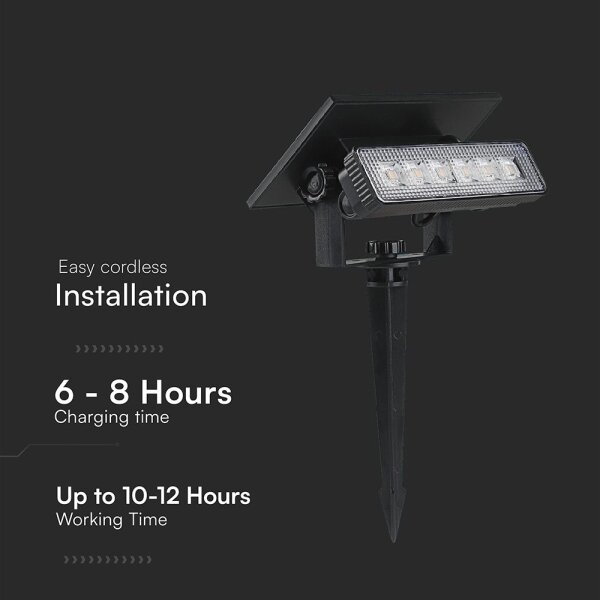 LED Solárne svietidlo LED/0,9W/3,7V 3000K IP65 1200 mAh čierna