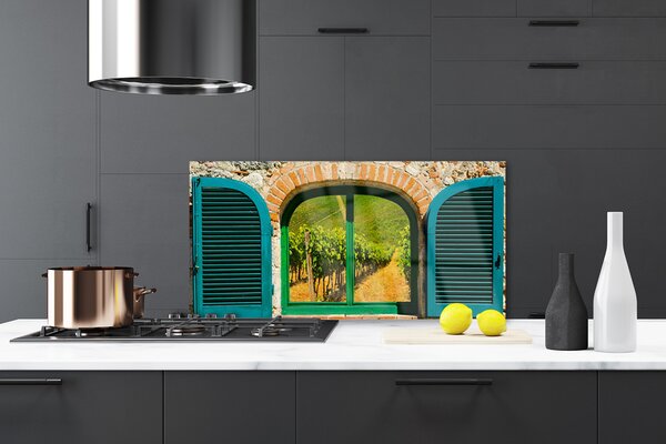 Sklenený obklad Do kuchyne Okno pole príroda 120x60 cm