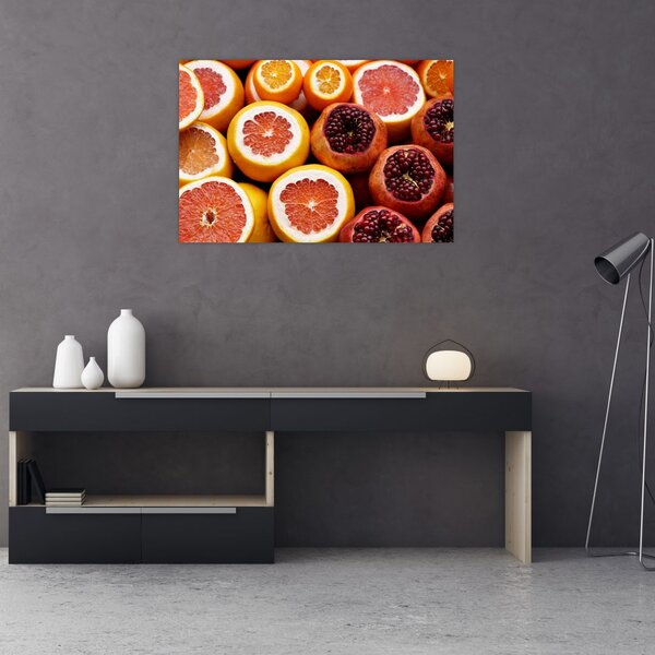 Obraz pomarančov a granátových jabĺk (90x60 cm)