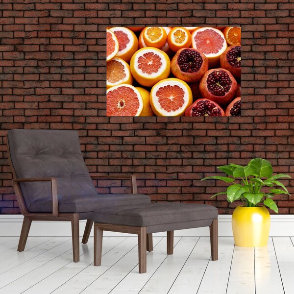 Obraz pomarančov a granátových jabĺk (90x60 cm)