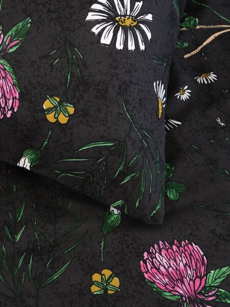 Bavlnená obliečka na vankúš Renforcé 70 × 90 cm - Herbár čierny