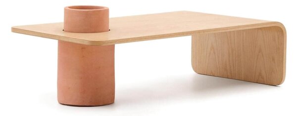 MUZZA Konferenčný stolík s kvetináčom riala 110 x 60 cm prírodný