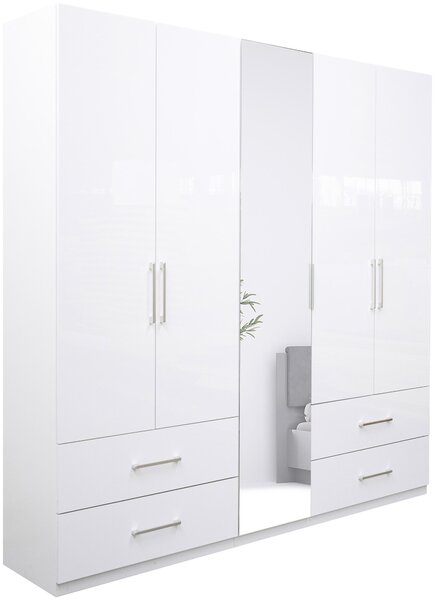 ŠATNÍKOVÁ SKRIŇA, biela, biela s vysokým leskom, 224/211/55 cm Boxxx - Skrine, Online Only