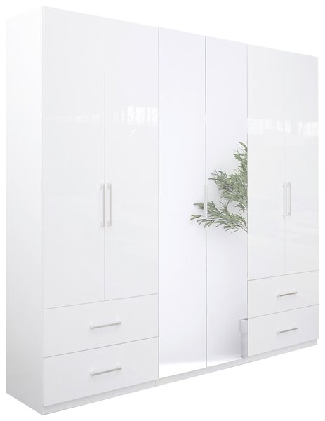 ŠATNÍKOVÁ SKRIŇA, biela, biela s vysokým leskom, 269/211/55 cm P & B - Skrine, Online Only