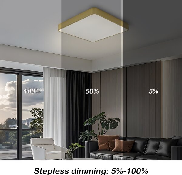 Brilagi-LED stmievateľné stropné svietidlo POOL LED/48W/230V 3000-6000K 50x50 cm zlaté+DO