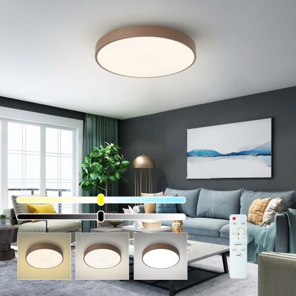 Brilagi - LED stmievateľné stropné svietidlo POOL LED/60W/230V 3000-6000K 50 cm hnedé + diaľkové ovládanie