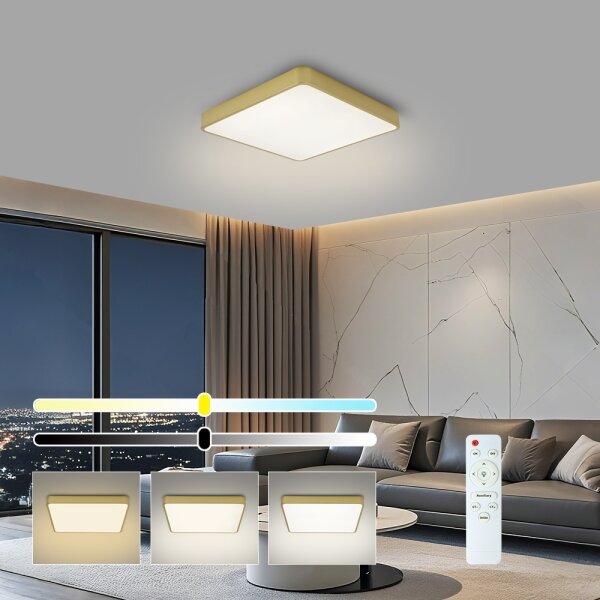 Brilagi-LED stmievateľné stropné svietidlo POOL LED/36W/230V 3000-6000K 40x40 cm zlaté + diaľkové ovládanie