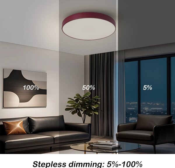 Brilagi-LED stmievateľné stropné svietidlo POOL LED/48W/230V 3000-6000K 40 cm bordová+DO