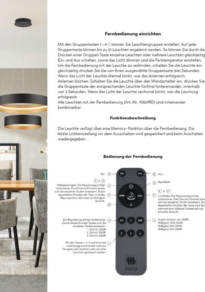 ZÁVESNÉ LED SVIETIDLO, 50/150 cm Musterring - Interiérové svietidlá